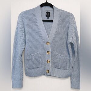 GAP Women's Soft Blue Cropped Button-Up Cardigan | Size M | GUC